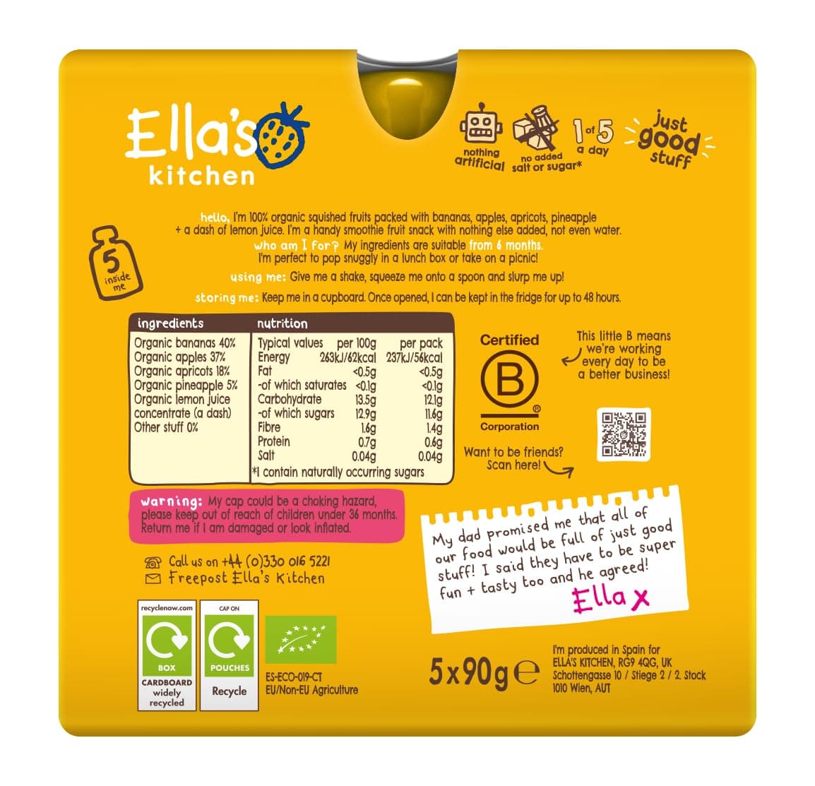 Ella's Kitchen Organic Fruit Smoothie Assortment, (Red, Purple, Green, Yellow and Pink), Pack of 25 Pouches — view 2