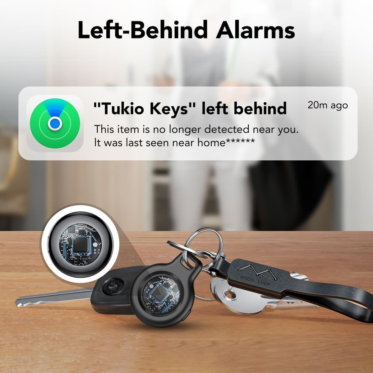 Air Tags-3 Pack Black, 5.3 Bluetooth Item Finder Compatible with Apple Find My APP (iOS Only), 100dB Beep Smart Tag Replaceable Battery, air tracker and Locator for Keys/Luggage/Bags/Wallets etc — view 5