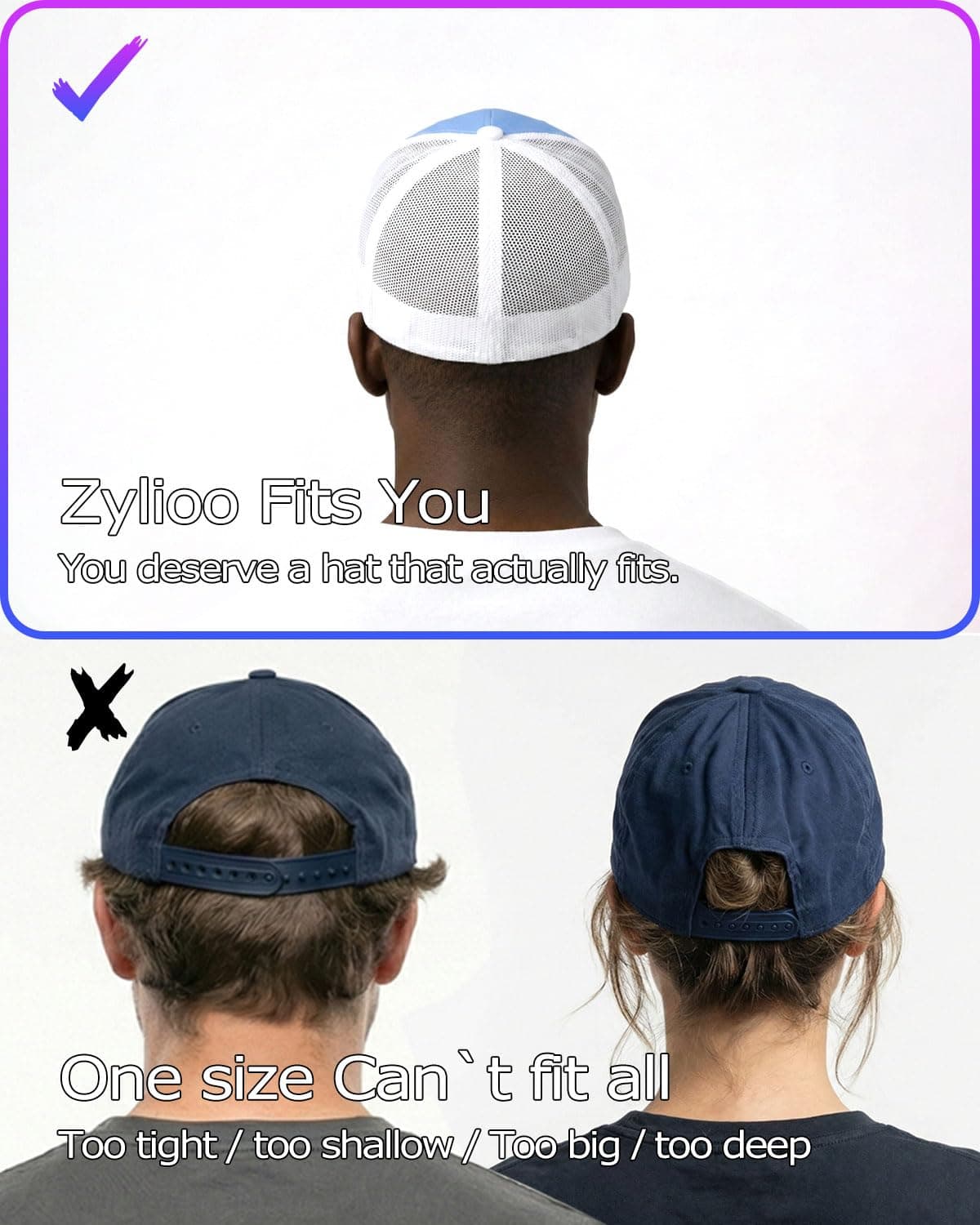 Zylioo Gorras de verano S/M/L/XL/XXL, gorras de béisbol para cabezas grandes y pequeñas, gorra de correr con protección solar — view 3