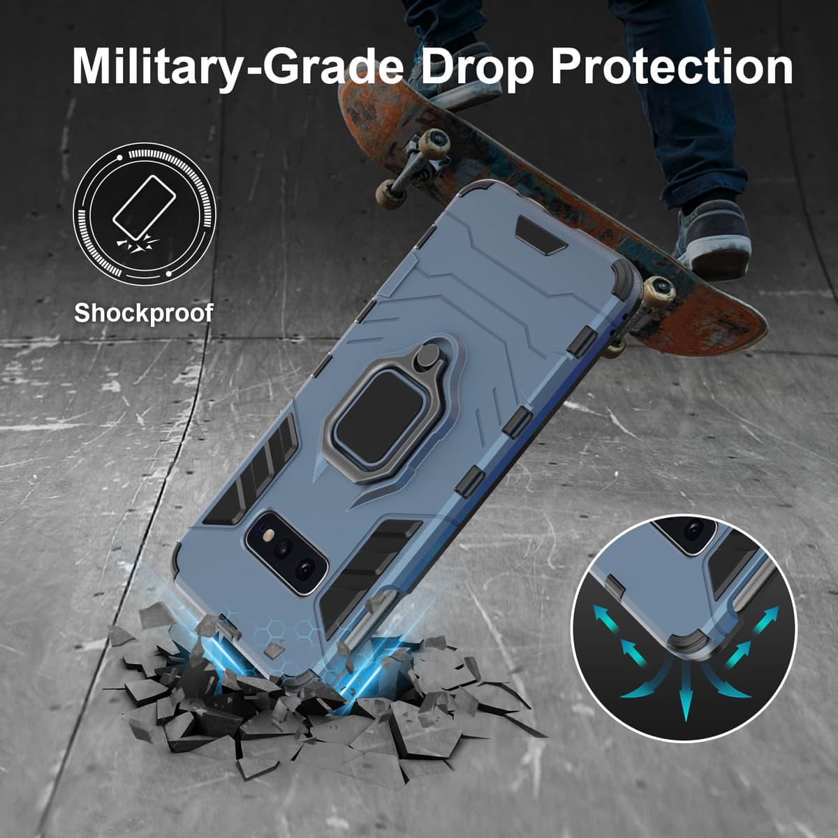 Funda para CMF Phone 2 Pro, Carcasa Antigolpes con Soporte anular metálico, Case Protectora de Grado Militar, Negro — view 1467