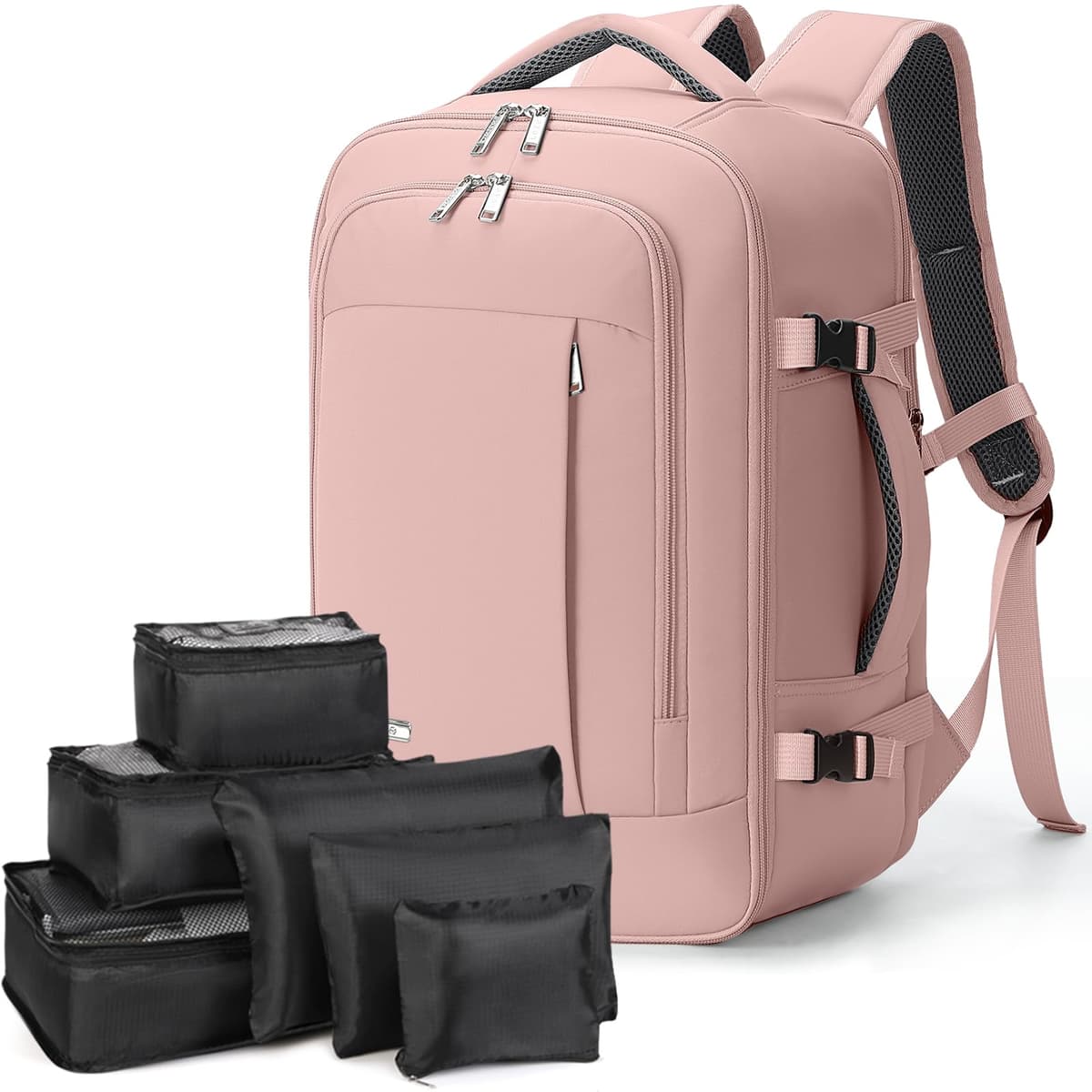 Lekespring Mochila de Viaje para Cabina de Avión 40x20x25 (20L), con Compartimento Húmedo y 6 Bolsas Organizadoras - Negocios y Escuela - Negro — view 12