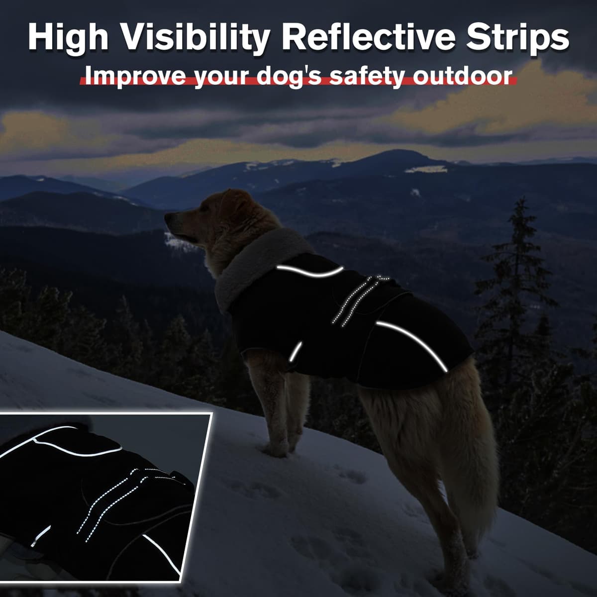 Lelepet Warm Coats and Jackets for Dogs, Waterproof Winter Dog Coat for Cold Weather, Reflective Dog Puffer Jacket, Fleece Lining Pet Coat with Harness Hole for Large Dogs, Black 2XL — view 3