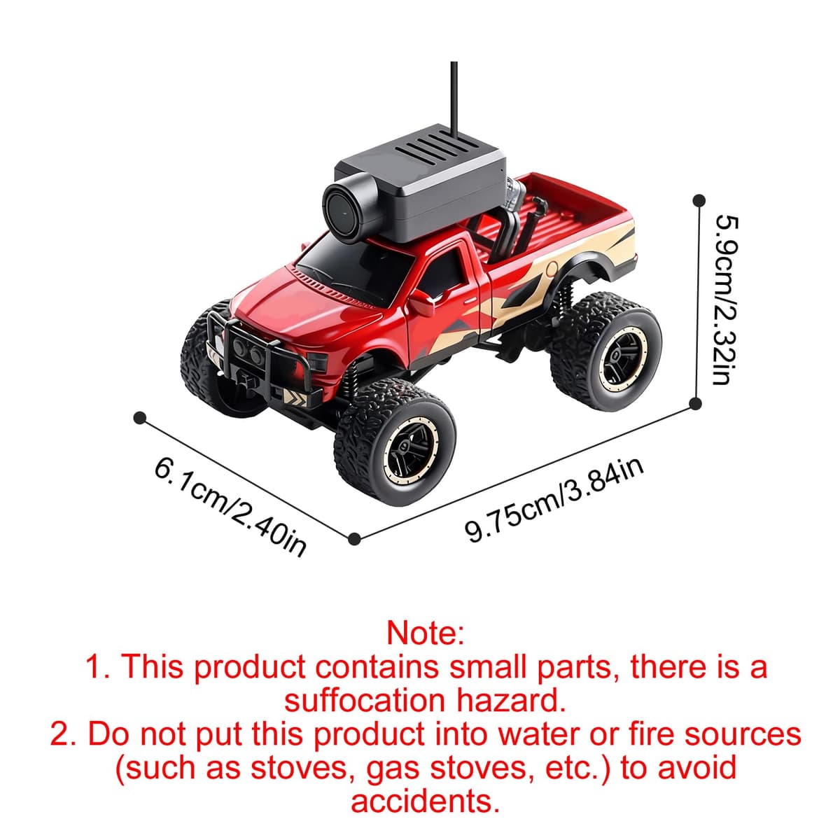 Dilwe Coche RC con Cámara 2,4G, Vehículo Todoterreno con Control Remoto con Cámara HD, Luces LED Giroscópicas Controladas por Aplicación para Conducción Inmersiva (Rojo) — view 2