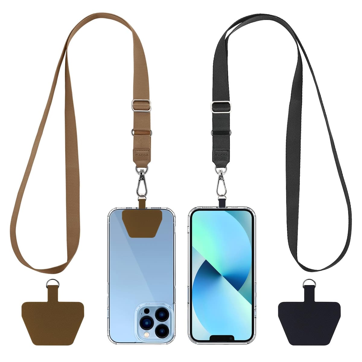 CACOE Universal Mobile Phone Chain, 2 Pcs Adjustable Collar Lanyard and 2 Pcs Durable Patches, Lanyard Mobile Phone Neck Strap Compatible with Most Smartphones — view 9
