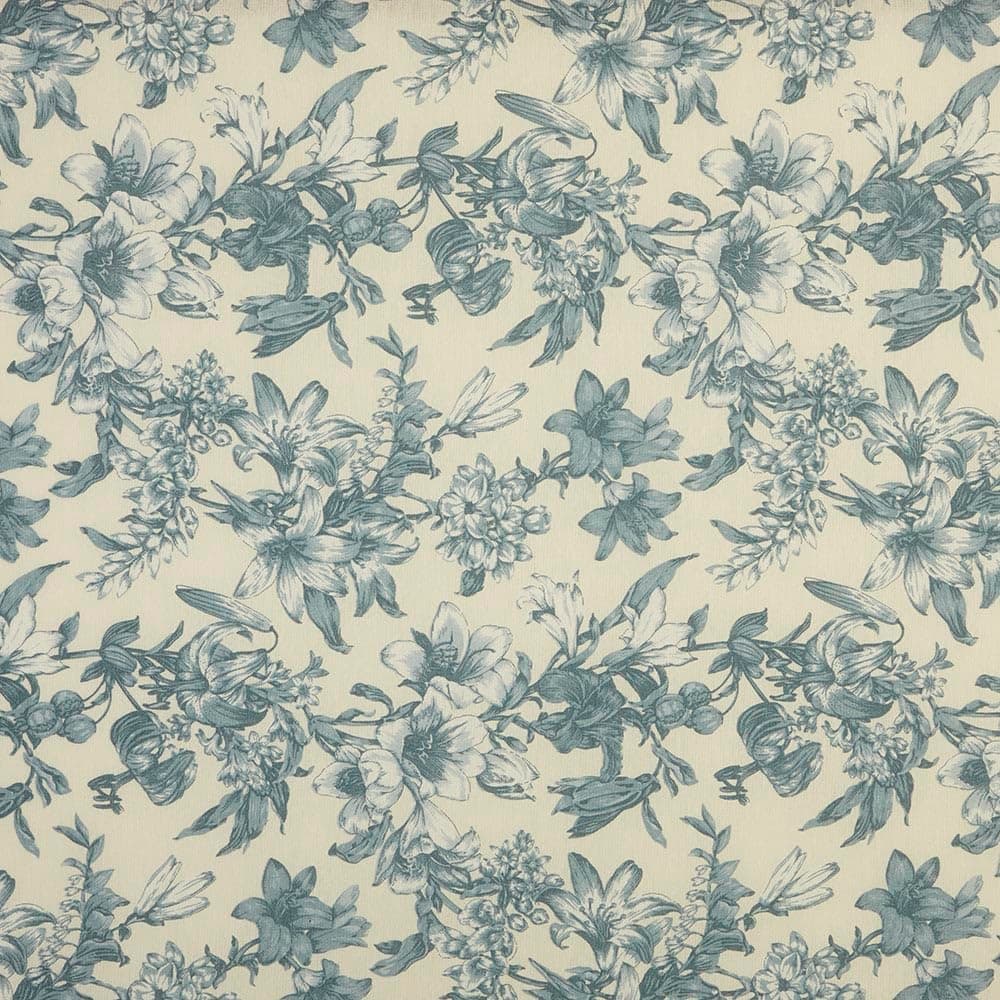 Kt KILOtela - Tela Loneta Estampada, Decoración, Tapizar, Cojines, Cortinas, Bolsos, Manteles, Costura Creativa, 100 cm Largo x 280 cm Ancho, Flores Sevilla, Rosa, Azul ─ 1 Metro — view 50