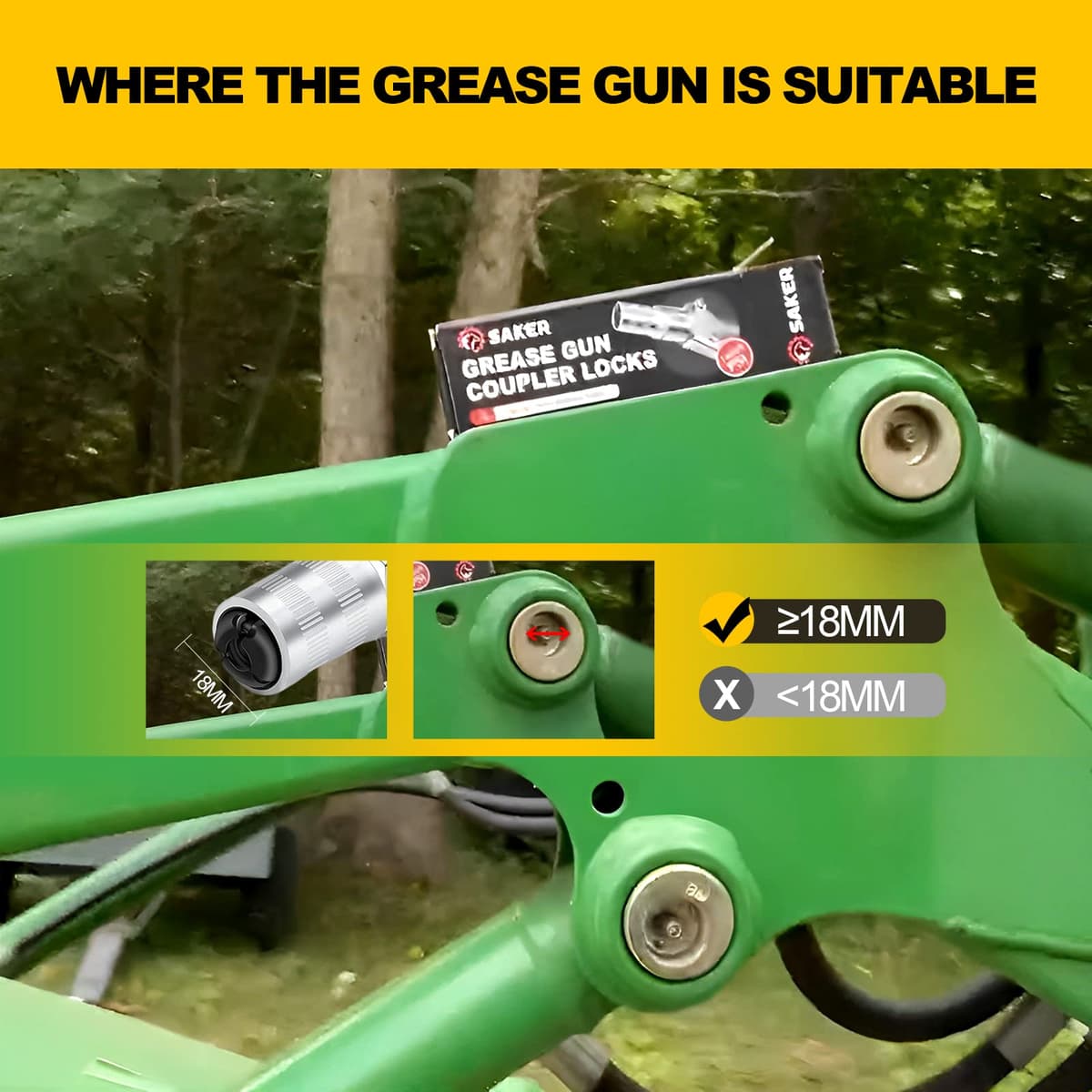 Saker Grease Gun Coupler-Upgrade to14000 PSI,Duty Quick Release Grease Couplers,Compatible with All Grease Guns 1/8" NPT Fittings(1 PC) — view 3