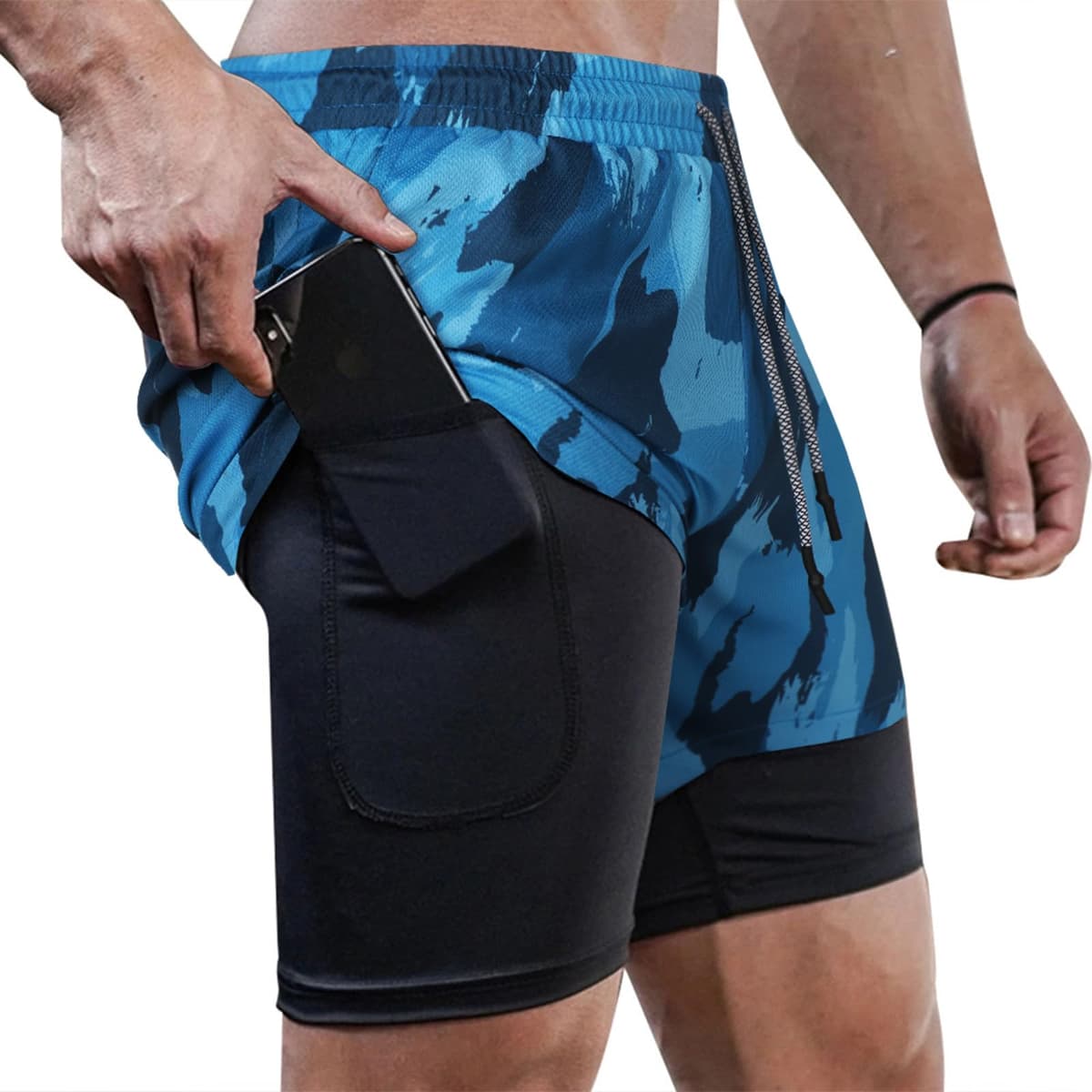 Superora Mens Running Gym 2 in 1 Sports Shorts Breathable Outdoor Workout Training Shorts with Pockets — view 7