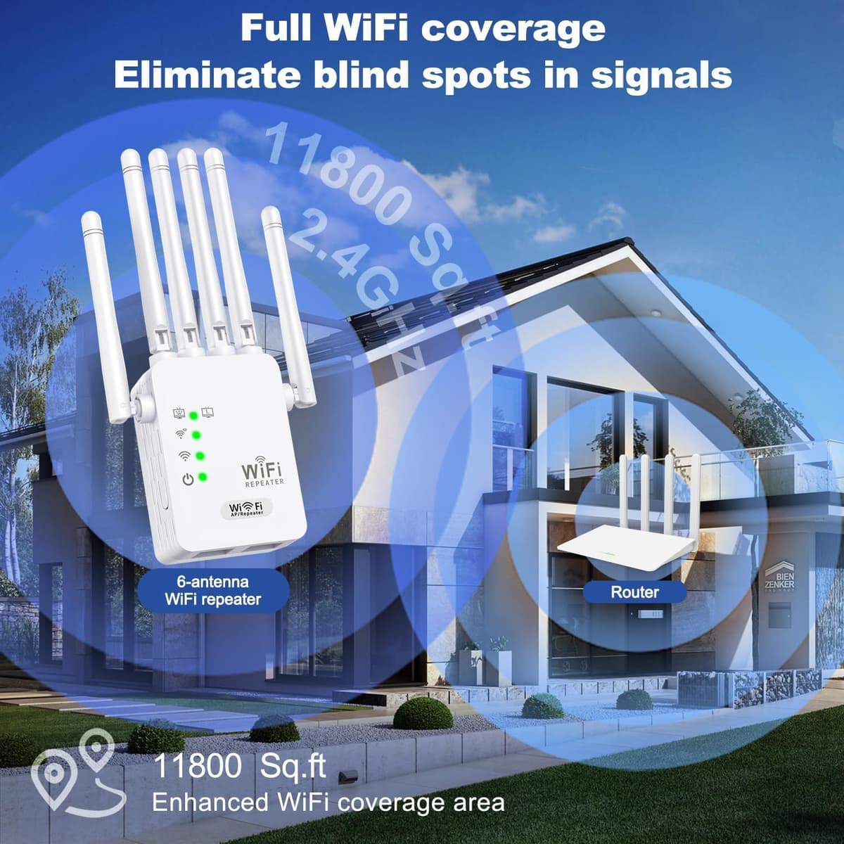 Repetidor WiFi 1200 Mbps,Amplificador y Extensor de Señal Inalámbrica Dual Band (2,4 GHz/5 GHz), Puerto LAN,Modo Punto de Acceso, Fácil de Instalar,Compatible con Todos los Modems y Routers para Hogar — view 5