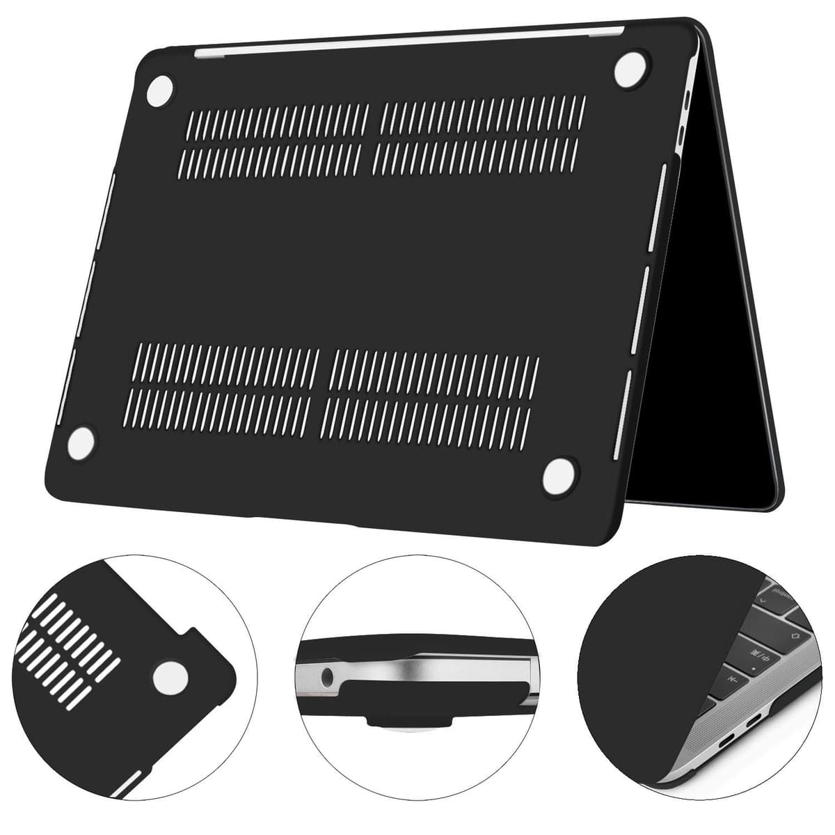 TECOOL Funda para MacBook Pro 13 Pulgadas 2016-2022 (M2 M1 A2338 A2289 A2251 A2159 A1989 A1706) con Touch Bar, Carcasa de Plástico Ultrafina y Cubierta del Teclado UE, Negro — view 5