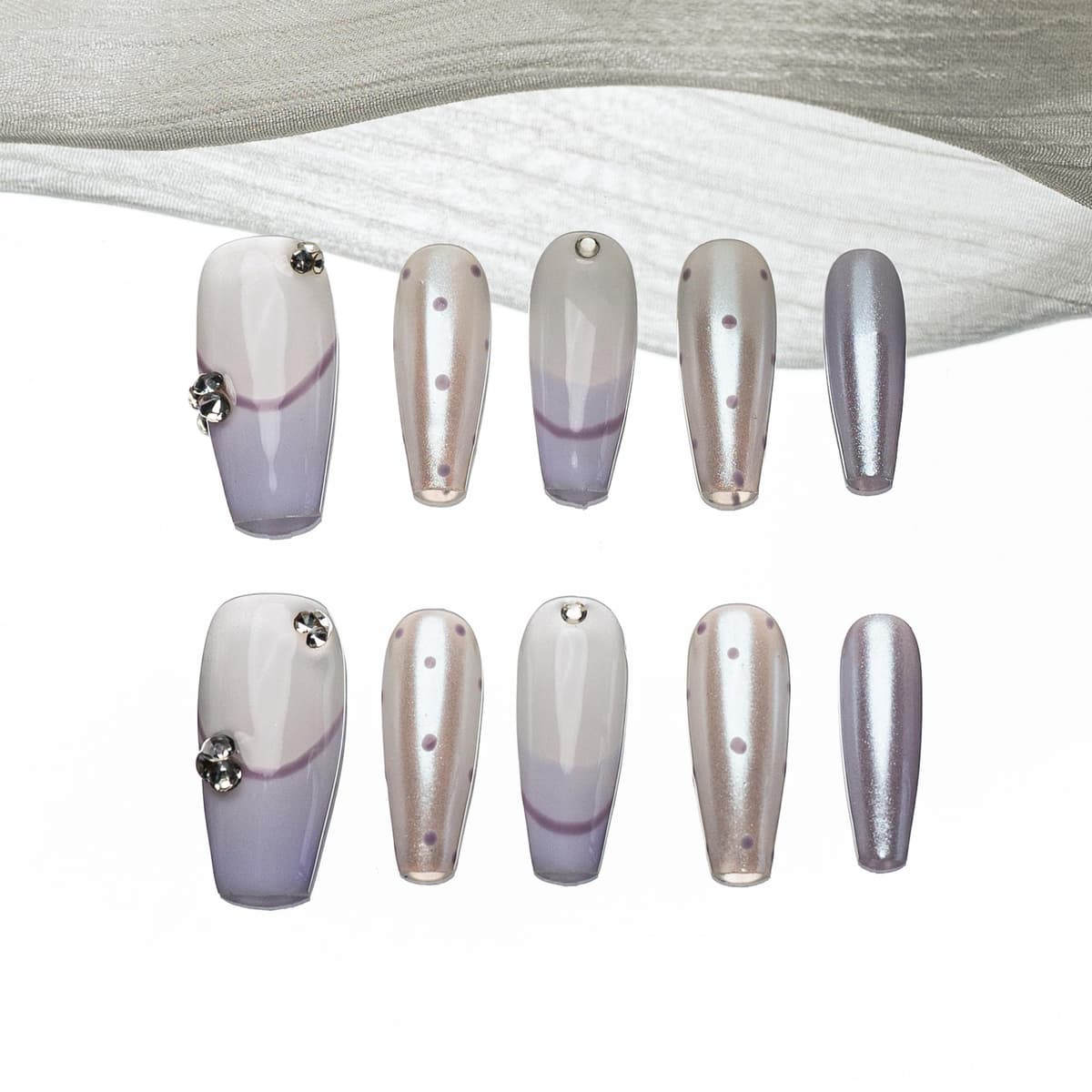 Sun&Beam Nails Handmade Press On Nail Long Coffin Ballerina Pink Flower Acrylic Fake Tip 3D Design Art Charms Cute with Storage Box 10 Pcs (S) — view 216