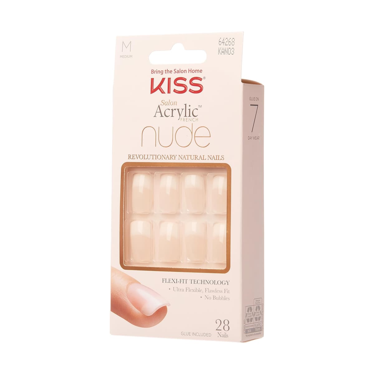 KISS Salon Acrylic French Nude Collection, Cashmere, Medium Length Nude Fake Nails, Includes False Nails, Nail Glue, Nail File, and Manicure Stick, 28 Count (Pack of 1) — view 2