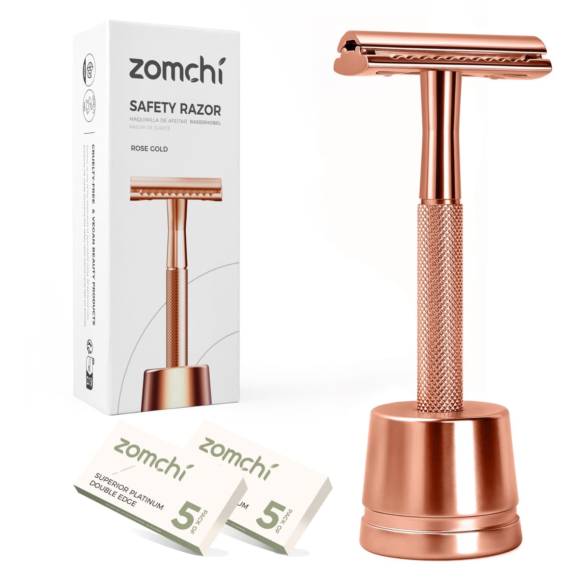 Maquinilla de afeitar de seguridad de doble filo con soporte en plata, maquinilla de afeitar clásica para hombre con 10 cuchillas, construcción de acero inoxidable duradera y duradera — view 25
