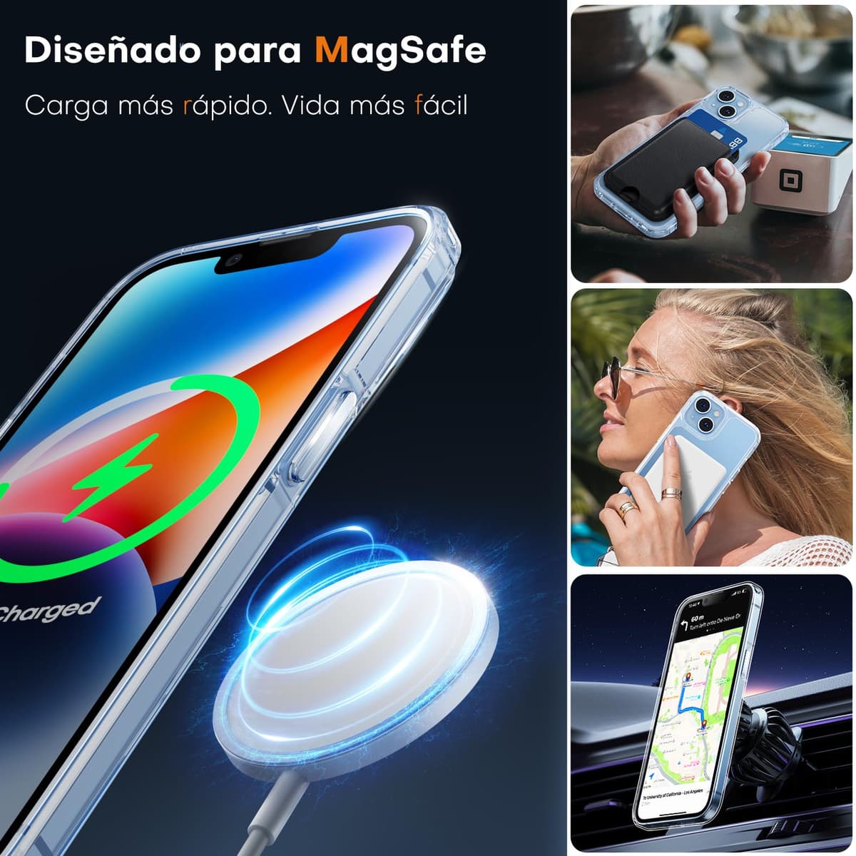 TAURI Funda para iPhone 13/iPhone 14, Compatible con MagSafe [No amarillea] con Vidrio Templado, Carcasa Nueva para iPhone 13/iPhone 14,Funda Ultra Fina antichoque - Transparente — view 4