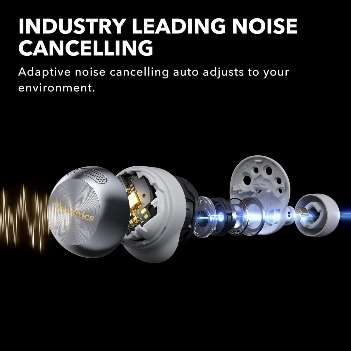 Technics Reference Class Hi-Fi Wireless Earbuds,Dolby Atmos with Head Tracking,Adaptive Noise Cancelling,3 Device Multipoint, 10-hr Battery,Wireless Charging,Improved Fit -EAH-AZ100-A (Blue) — view 5