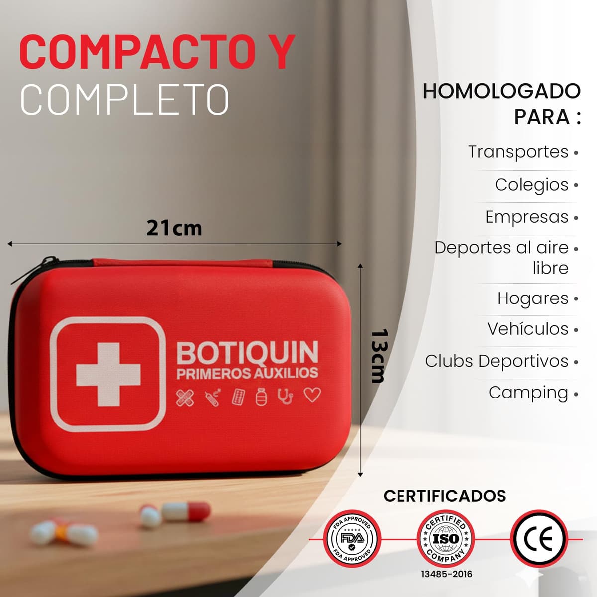 SUPER Botiquin De Primeros Auxilios PREMIUM 200 Piezas I kit De Supervivencia para Coche, Viaje, Hogar o Montaña I First Aid Kit I Ideal Para Emergencias y Senderismo. — view 3
