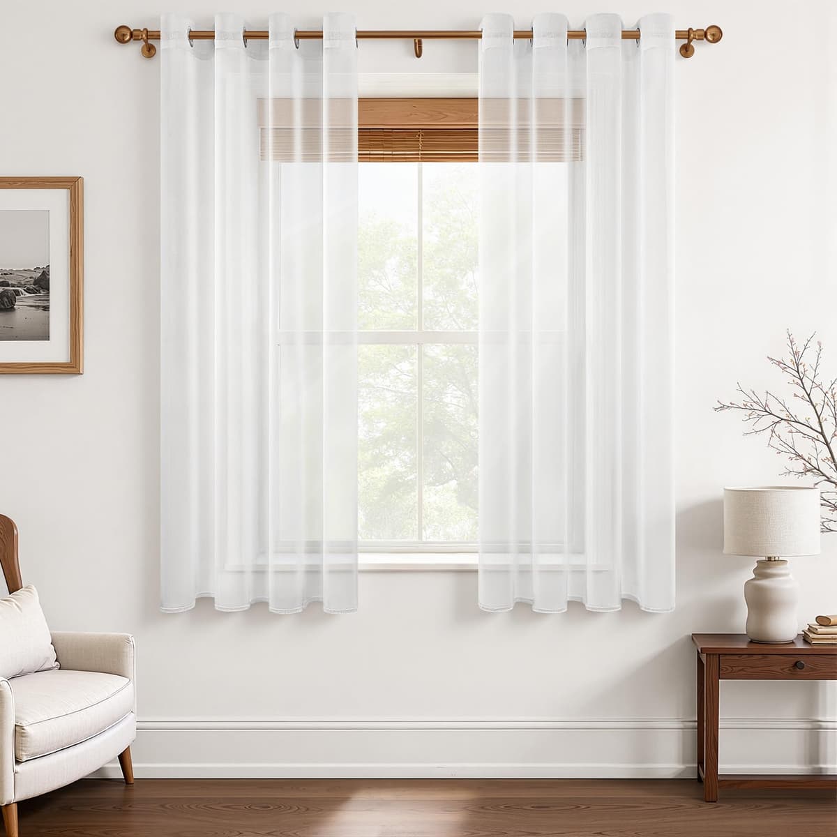 MRTREES Cortina para Ventana Dormitorio Translúcidas Visillos Paneles para Ventanas Sala para Niños Sala Comedor 2 Piezas 140×245cm Blanco — view 10