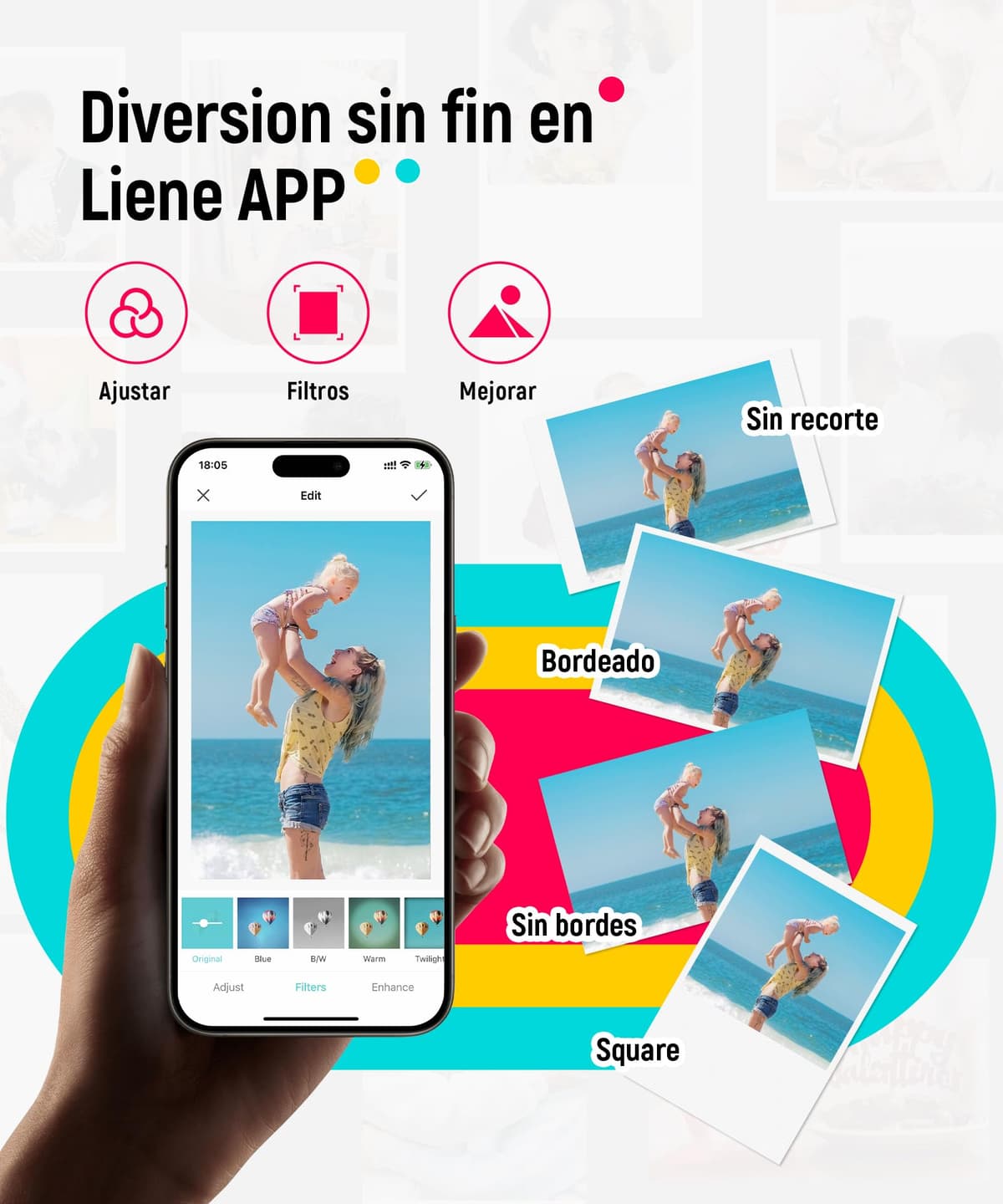 Liene Pearl K100 Impresora Foto Móvil, 2x3'' Impresora de Fotos Portátil con 50 Zink Papeles Fotográfico Autoadhesivo, Conexión Bluetooth 5.0, Compatible con iOS/Android, Mini Impresora (Rosa) — view 5