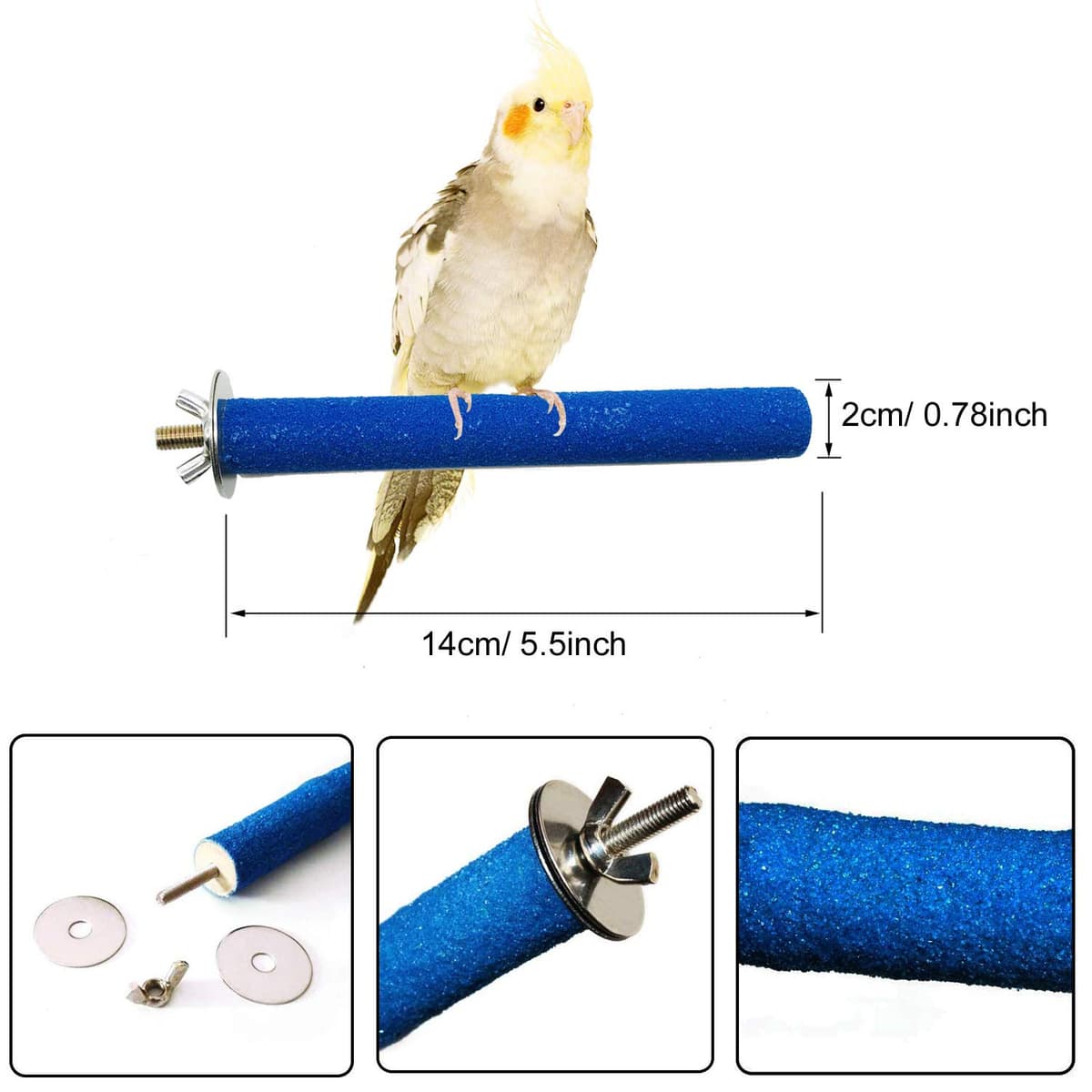Allazone 6 PCS Bird Perch Stand Toy, Wood Parrot Perch Stand Playground Paw Grinding Clean Chew Toy for Pet Parrot, Hamster or Chinchilla — view 2