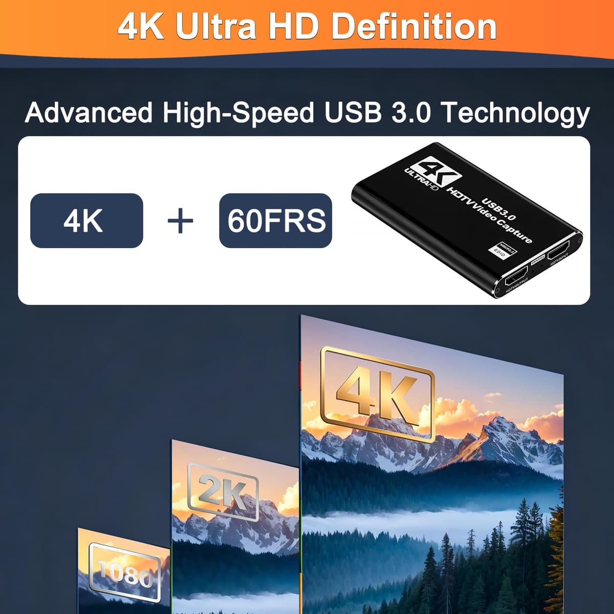 Capturadora Video Capturadora Audio y Video USB 3.0 Tarjeta de Captura 4K HDMI Loop-out 1080P 60FPS/2K 30FPS Captura de Videojuegos para PS5/Switch/cámara/PC/OBS/Xbox — view 4