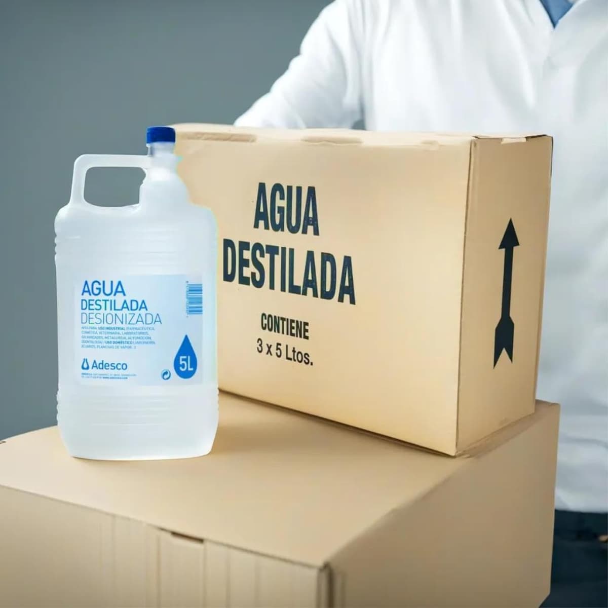 ADESCO Deionized Water 3 x 5L Suitable for CPAP Autoclave Iron Batteries Plants Cleaning Technical Multiple Uses 1 Box with 3 — view 4