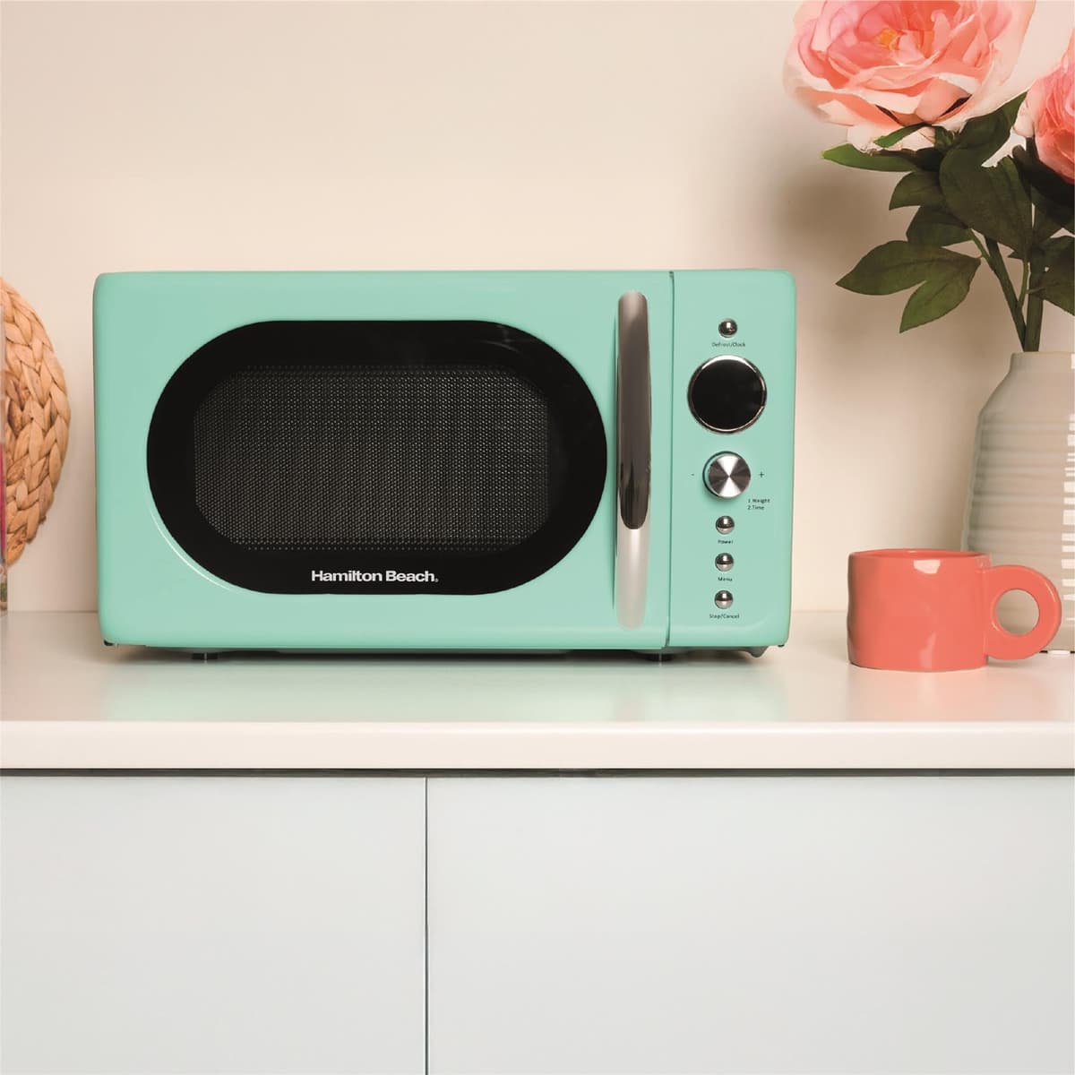 Hamilton Beach Microwave, 20L, 700W, Retro, Digital LED Display, 8 Pre-set Programs, Express Cooking, Weight Defrost, 60 Min Timer, Child Lock, Compact Design, Mint - HB70H20M — view 2