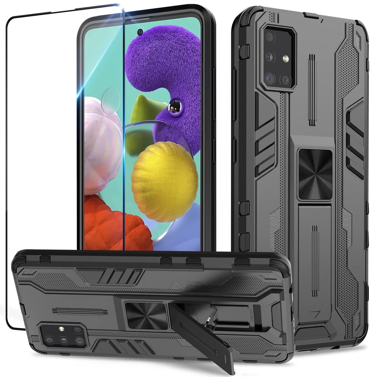 Funda para CMF Phone 2 Pro, Carcasa Antigolpes con Soporte anular metálico, Case Protectora de Grado Militar, Negro — view 516