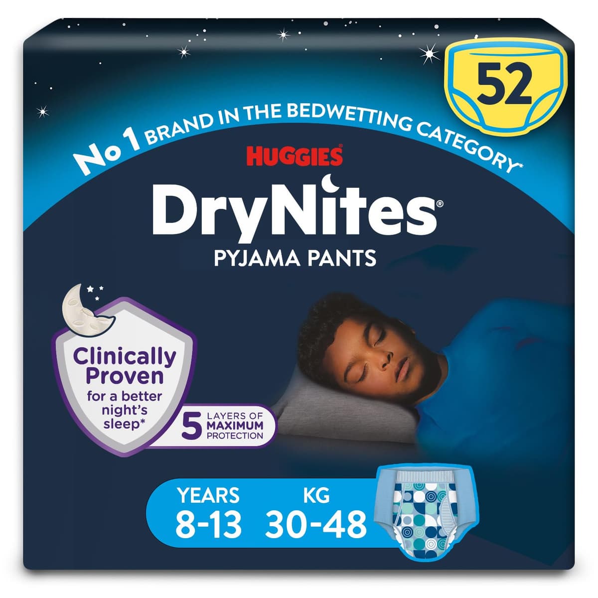 HUGGIES DryNites, Pyjama Pants, Boys 13+ Years (48-60KG), 33 x Bedwetting Pants, Up to 100% Leak Free Nights — view 10