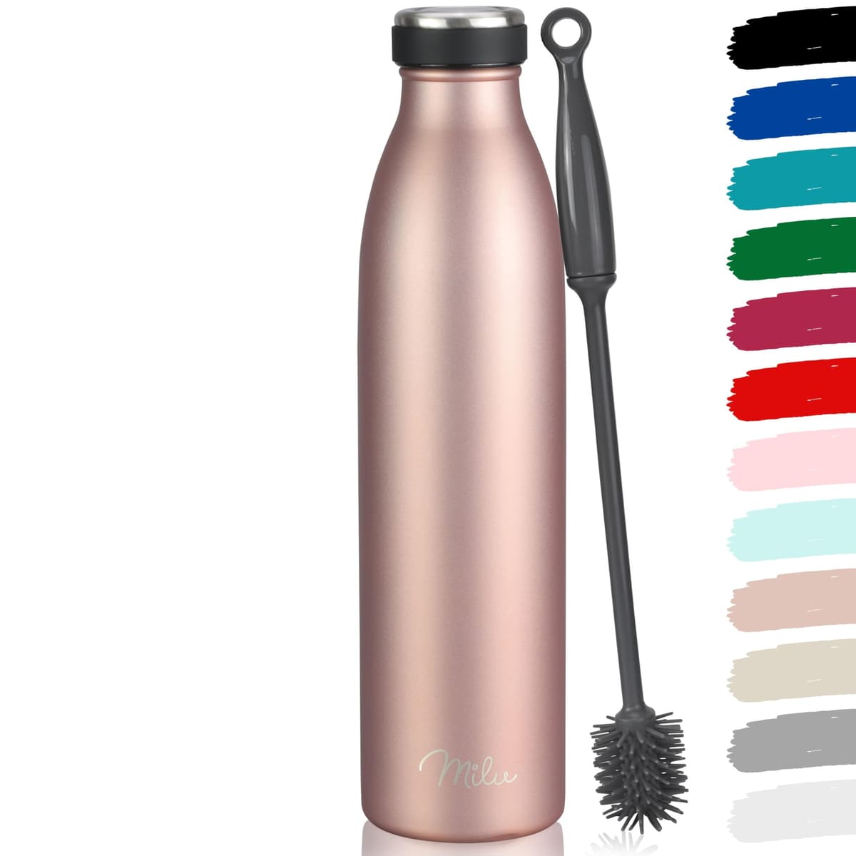 Milu Stainless Steel Drinking Bottle 1500 ml - Insulated Thermo Flask for Water - Leak Proof, Insulated and Double Walled, Carbonated (Granite Navy Blue, 1,5L) — view 28
