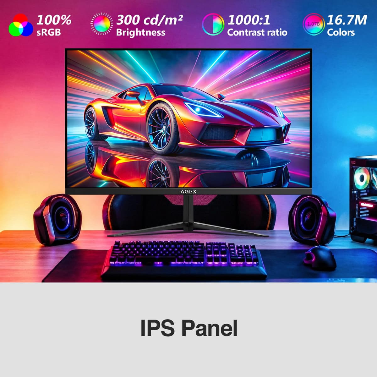 24 Inch 240Hz Gaming Monitor, IPS Panel MPRT 1ms, Full HD 1080P, 300cd/m² Brightness, Adaptive Sync, Crosshair, DP1.4 & HDMI2.0, Black — view 4