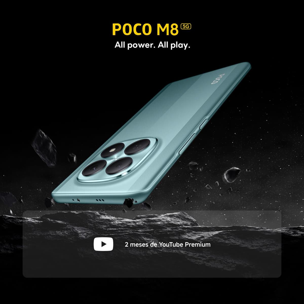XIAOMI POCO M8 5G - Smartphone de 8+512GB, Pantalla de 6,77" 120Hz Flow AMOLED, Snapdragon 6 Gen 3, cámara Dual de 50MP IA, Carga Turbo de 45W, Cargador no Incluido, Negro (Versión ES) — view 3