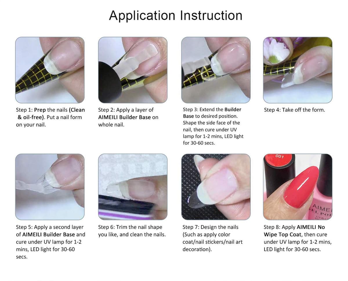 AIMEILI Gel Uñas Constructor Base Coat y Builder Gel 7 en 1 Nail Extensión Esmaltes Semipermanentes de Uñas UV LED Building Base 10ML — view 9