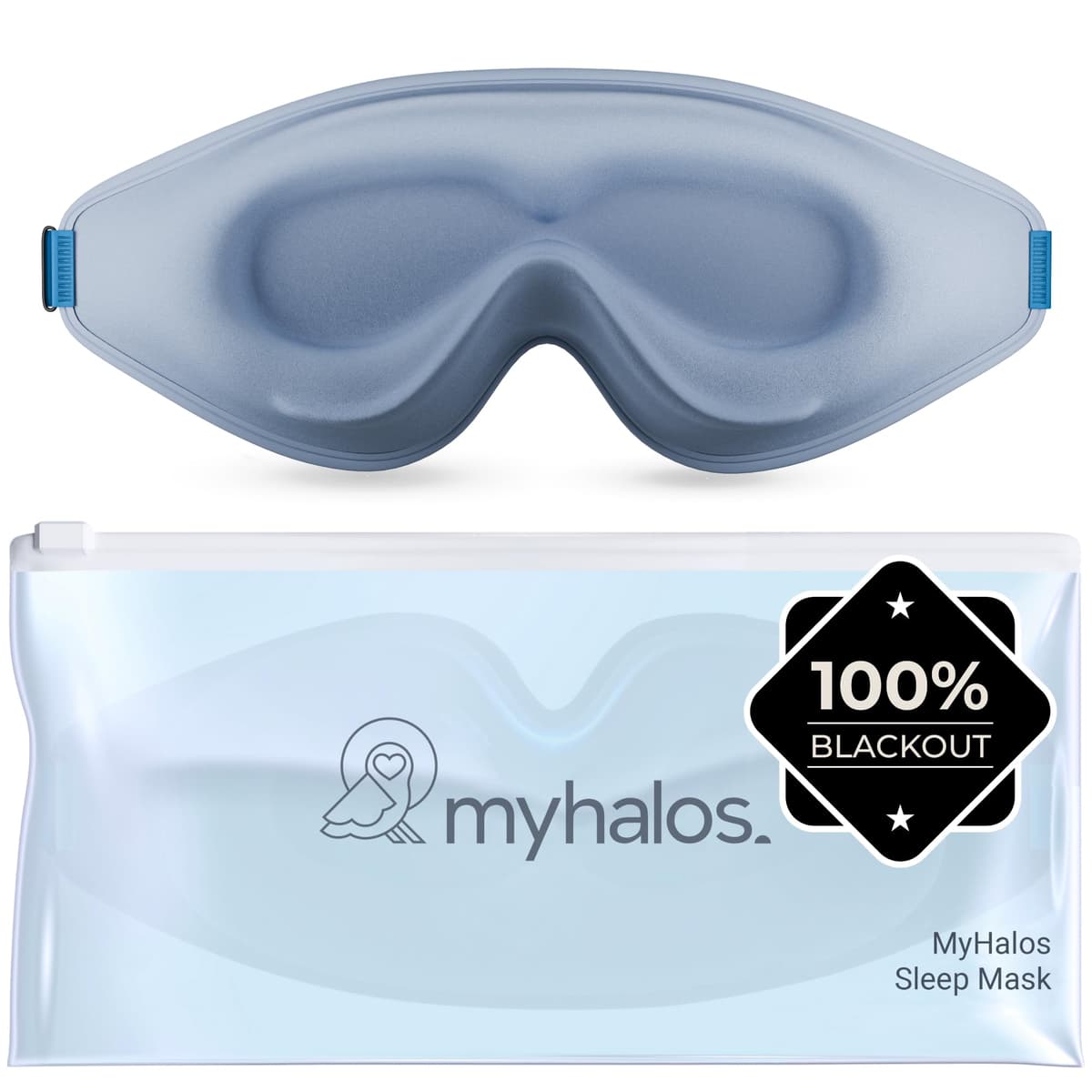 MyHalos® 100% Blackout Sleep Masks for Women & Men - Zero Eye Pressure Eye Mask for Sleeping -Our Halo Sleep Mask Includes a Storage Pouch- Black Eye Mask for Travel or Blindfold — view 12