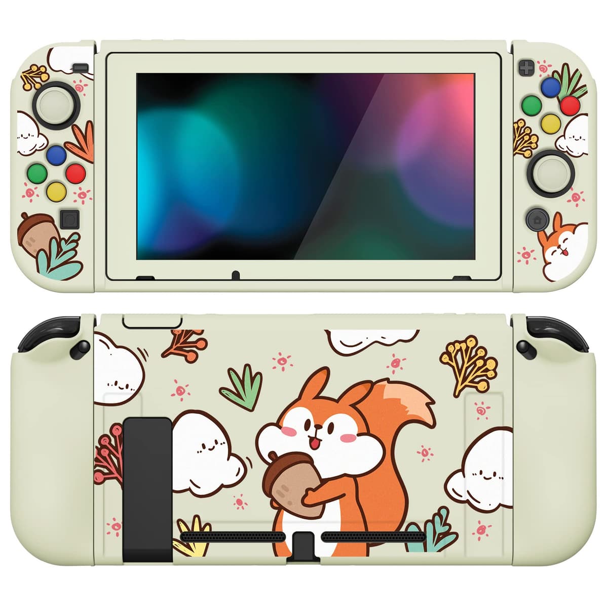 playvital ZealProtect Soft Protective Case for Nintendo Switch, Flexible Cover Protector for Switch with Screen Protector & Thumb Grip Caps & ABXY Direction Button Caps - Cherry Bunny & Cherry Bear — view 28