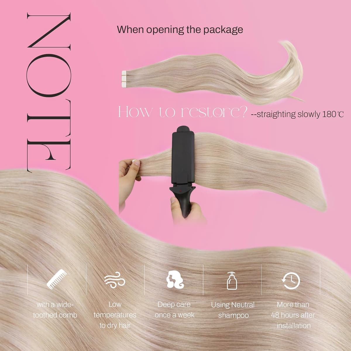 Moresoo Tape in Human Hair Extensions 20 Inch Highlight 50g/20pcs Tape in Hair Extensions Human Hair Ash Blonde with Platinum Blonde #P18/613 — view 5