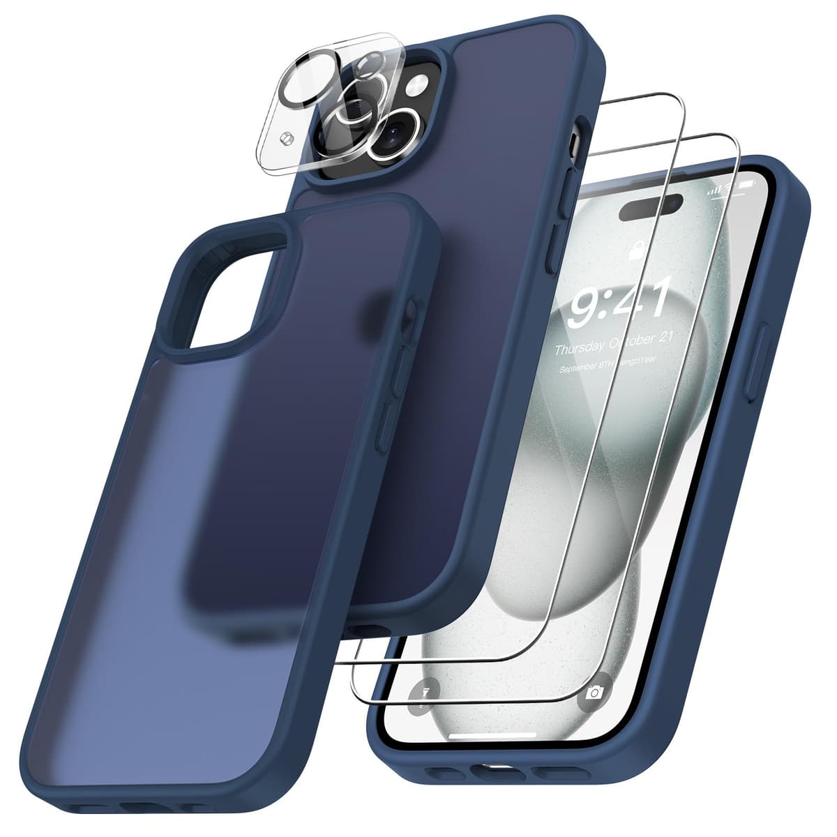 FLLAO 4 en 1 Funda para iPhone 15 con 2 Protector Pantalla y 1 Protector Lente Cámara, [Almohadilla de Aire integrada] Antigolpes Antiarañazos Carcasa 6,1 Pulgadas, Transparente — view 120