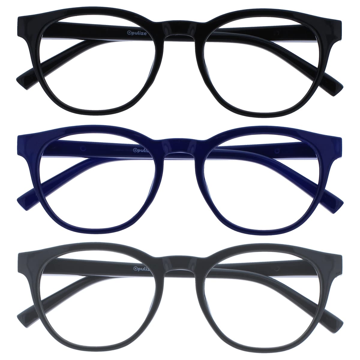 OPULIZE Blu Gafas con Bloqueo de Luz Azul Montura Redonda Azul Bisagras de Muelle Mejoran el Sueño Ordenador Gaming Antirreflejante Hombre Mujer B5-3 +0.00 — view 8