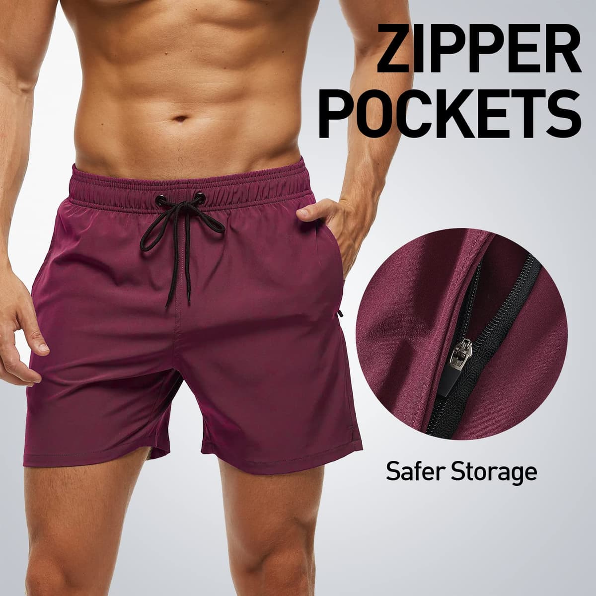 Bañador Hombre 2 en 1 Bañador de Secado Rápido con Forro de Malla y Cordón de Ajuste para Playa Bañador Casual Impermeable para Piscina Verano — view 7