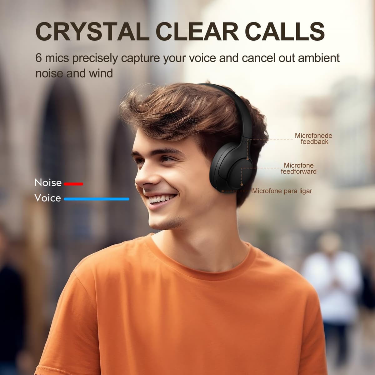 QCY H3 Cascos Inalámbricos Bluetooth 5.4 Diadema con Cancelación de Ruido Activa Híbrida, Hi-Res Audio, 60 Horas de Reproducción, Plegables Auriculares Over Ear Compatible con iOS/Android — view 5