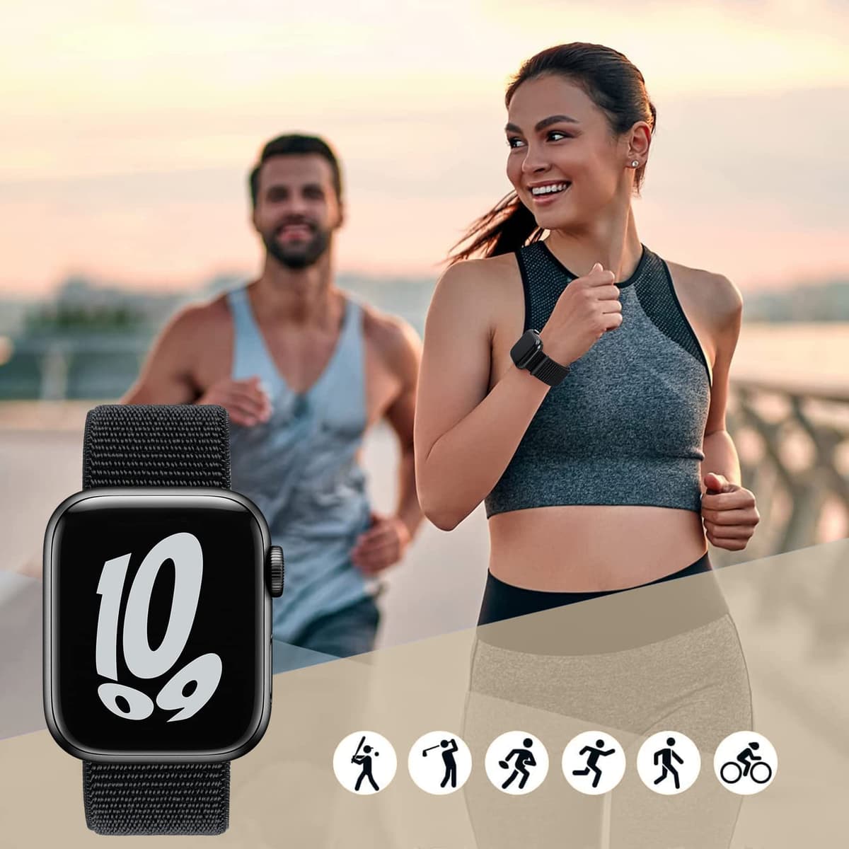 Yoohoo Nylon Straps Compatible with Apple Watch Straps 38mm 40mm 41mm 42mm(Series 10) Women Men,Upgraded Soft Nylon Strap Replacement Bands for iWatch Series 11 10 9 8 7 6 5 4 3 2 1 SE3 Ultra3/Black — view 6
