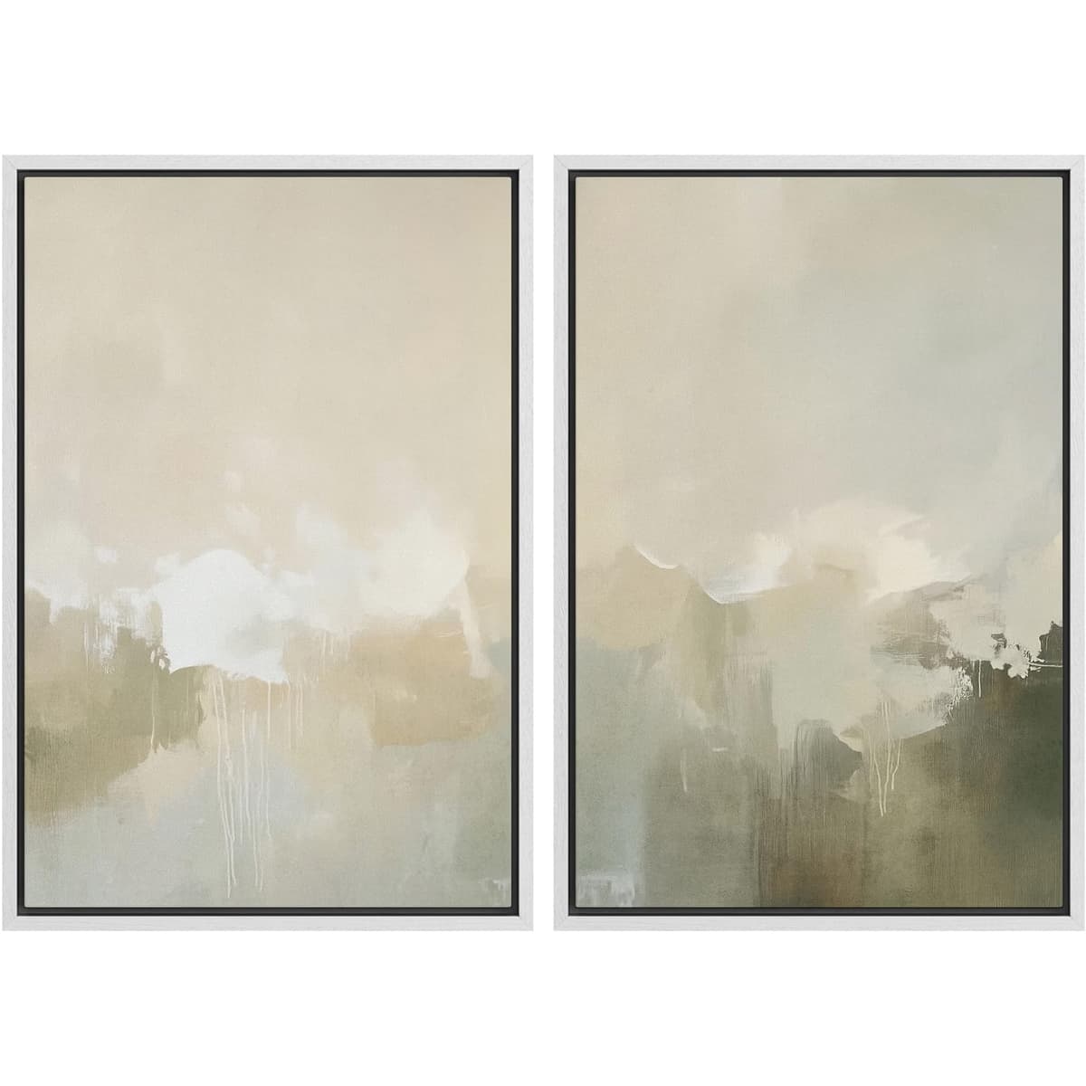 MUDECOR Framed Canvas Print Wall Art Set Watercolor Pastel Duotone Tan Landscape Abstract Shapes Illustrations Modern Art Decorative Contemporary for Living Room, Bedroom, Office - 24"x36"x2 Natural — view 57