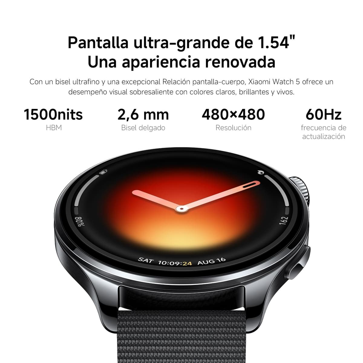 XIAOMI Watch 5 Smartwatch, Google Wear OS, pagos NFC, AI con Gemini, Pantalla de 1,54”, hasta 6 días de autonomía, GPS y Seguimiento Fitness, Control por Gestos, 47 mm, Bluetooth, Verde — view 6