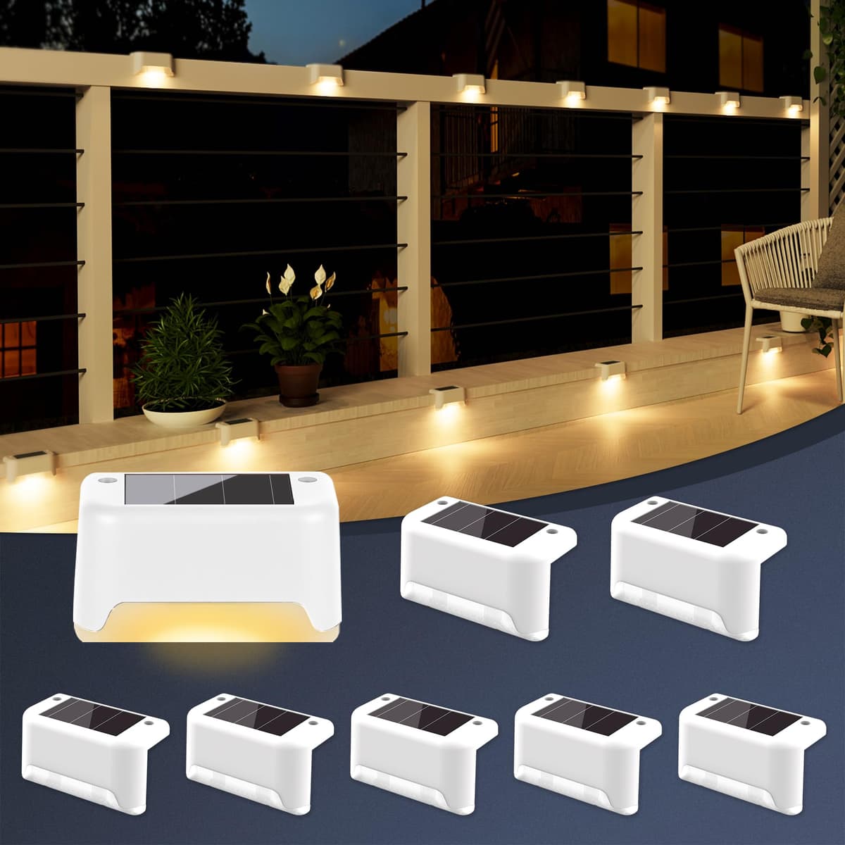 GIGALUMI Solar Deck Lights 16 Pcs Step Lights Bronze Solar Fence Lights Waterproof for Outdoor Pathway, Yard, Patio, Stairs, Step and Fences. (Warm White) — view 11