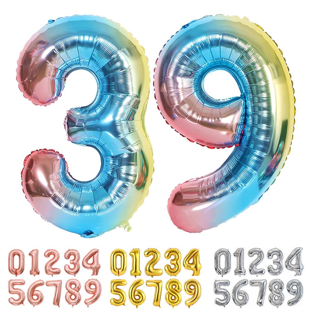 Foil Globo Número 5 Azul 40" (101cm), Inflable Helio o aire, Gigante Numeros 0-9, 10-19, 20-29, 30-100, Grande Globos Decoración para La Boda Aniversario y Cumpleaños Fiestas — view 681
