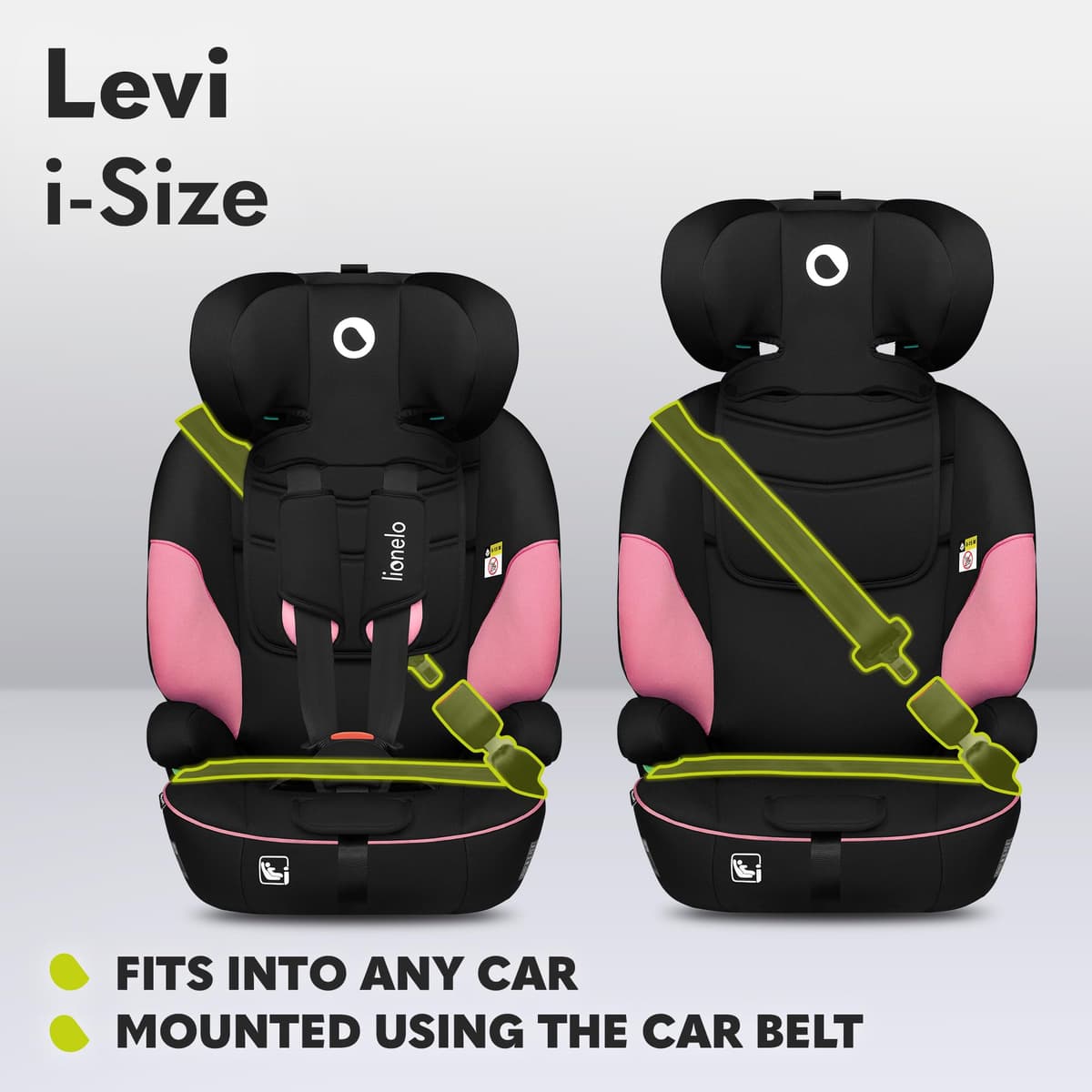 Lionelo Levi I-Size Adjustable Car Seat 9-36kg Transforms with Your Child from Infant to 12 Years Multi-Level headrest & Insert Enhanced Side Protection Easy Install & wash Certified — view 3