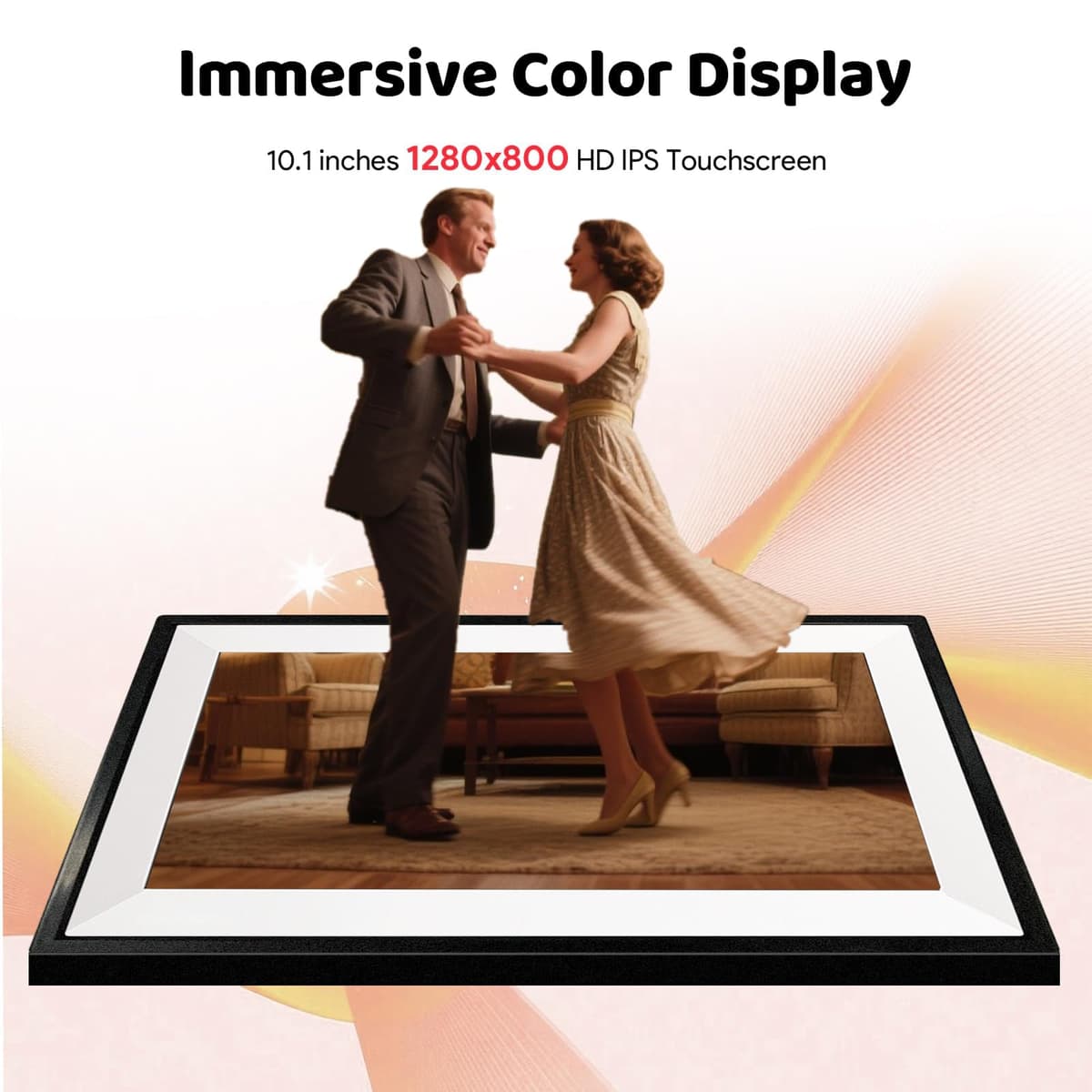 Frameo WiFi Digital Photo Frame 10.1 Inch 32GB Memory, 1280x800 HD IPS Touch Screen Electronic Wifi Digital Picture Video Frame, Auto-Rotate, Share Moments Instantly via Frameo App — view 2