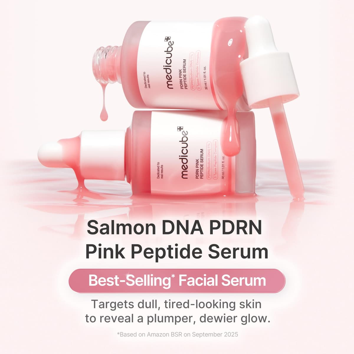 medicube Salmon DNA PDRN Pink Peptide Serum, Pink glow serum, Peptide, Niacinamide, Hydrating & Moisturising & Firming, Uneven Skin Tone, Korean Skincare | 1.01 fl.oz. (1.01 fl.oz., Salmon DNA PDRN) — view 2