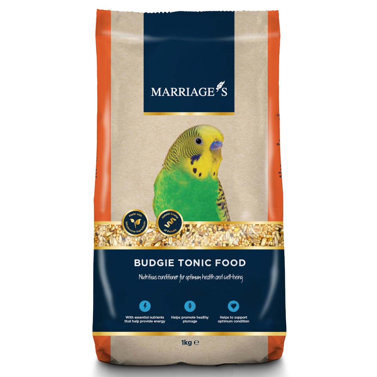 Marriages - Budgie Tonic Food, Budgie Seed and Bird Food with Red Millet, Oats, Nyjer Seed, Wholesome, Packed with Fibre and Protein (1kg)
