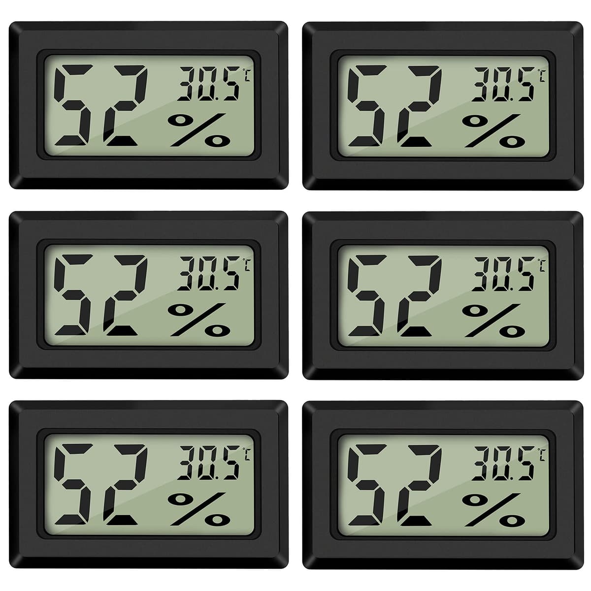 Thlevel Mini Higrómetro Termómetro Digital Casa Interior y Exterior Temperatura y Medidor de Humedad para la Sala Estar Invernadero Bodega Sótano Almacén 6PCS