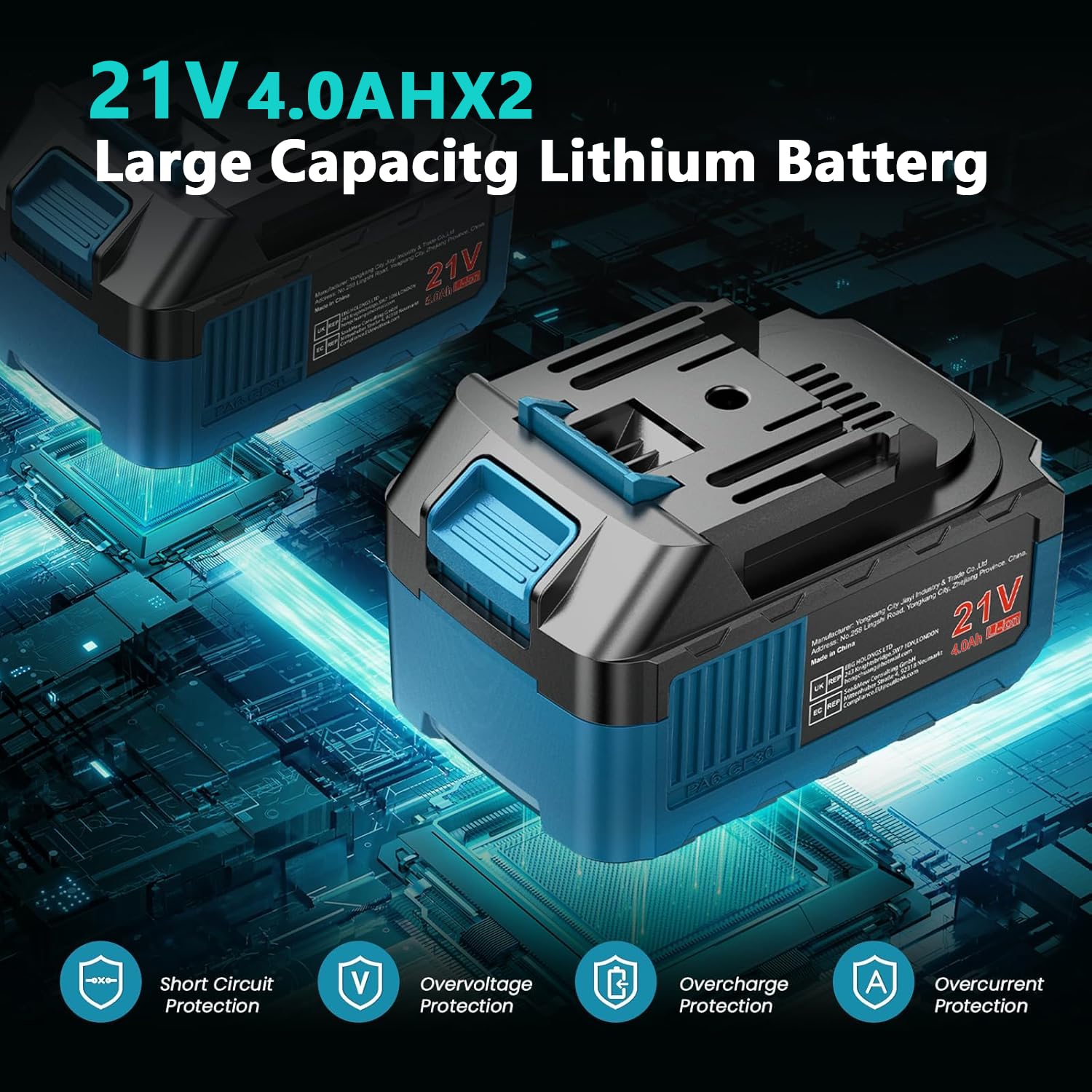 Motosierra sin escobillas de 12 pulgadas compatible con baterías Makita, sierra de jardín eléctrica inalámbrica con 2 baterías de 4Ah y cargador, lubricación automática, para jardín y corte de madera — view 4