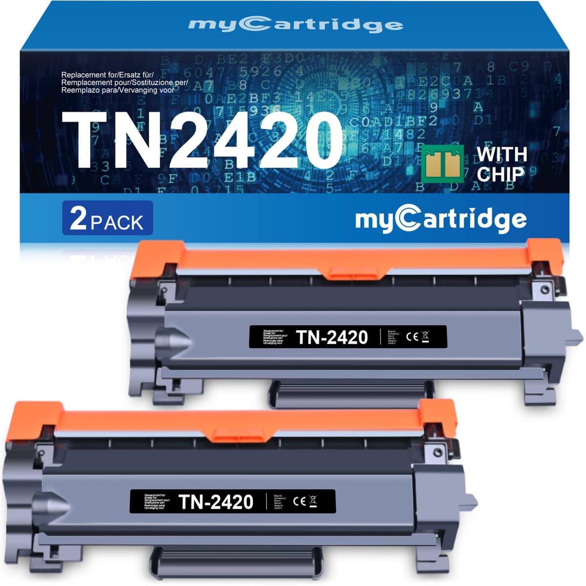 myCartridge Toner TN2420 Compatible Toner Brother mfc-l2710dw para Brother MFC-L2710DW DCP-L2530DW HL-L2350DW HL-L2375DW MFC-L2750DW para TN 2420 tn-2420 (2 Negro)